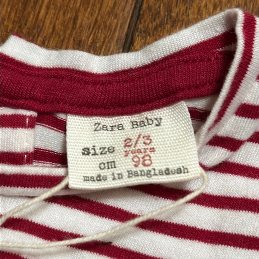 Zara girls Striped Red and White long sleeve size 2-3 - Picture 2 of 6